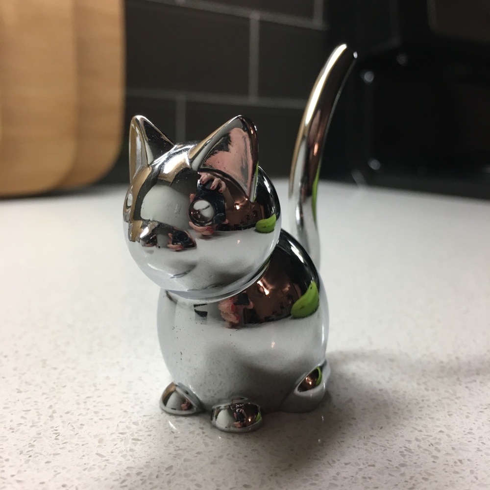 Silver Cat Jewelry/Ring Holder/Stand/Storage